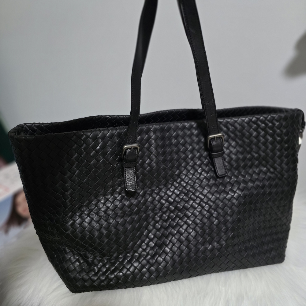 Elegant Black Woven Tote Bag